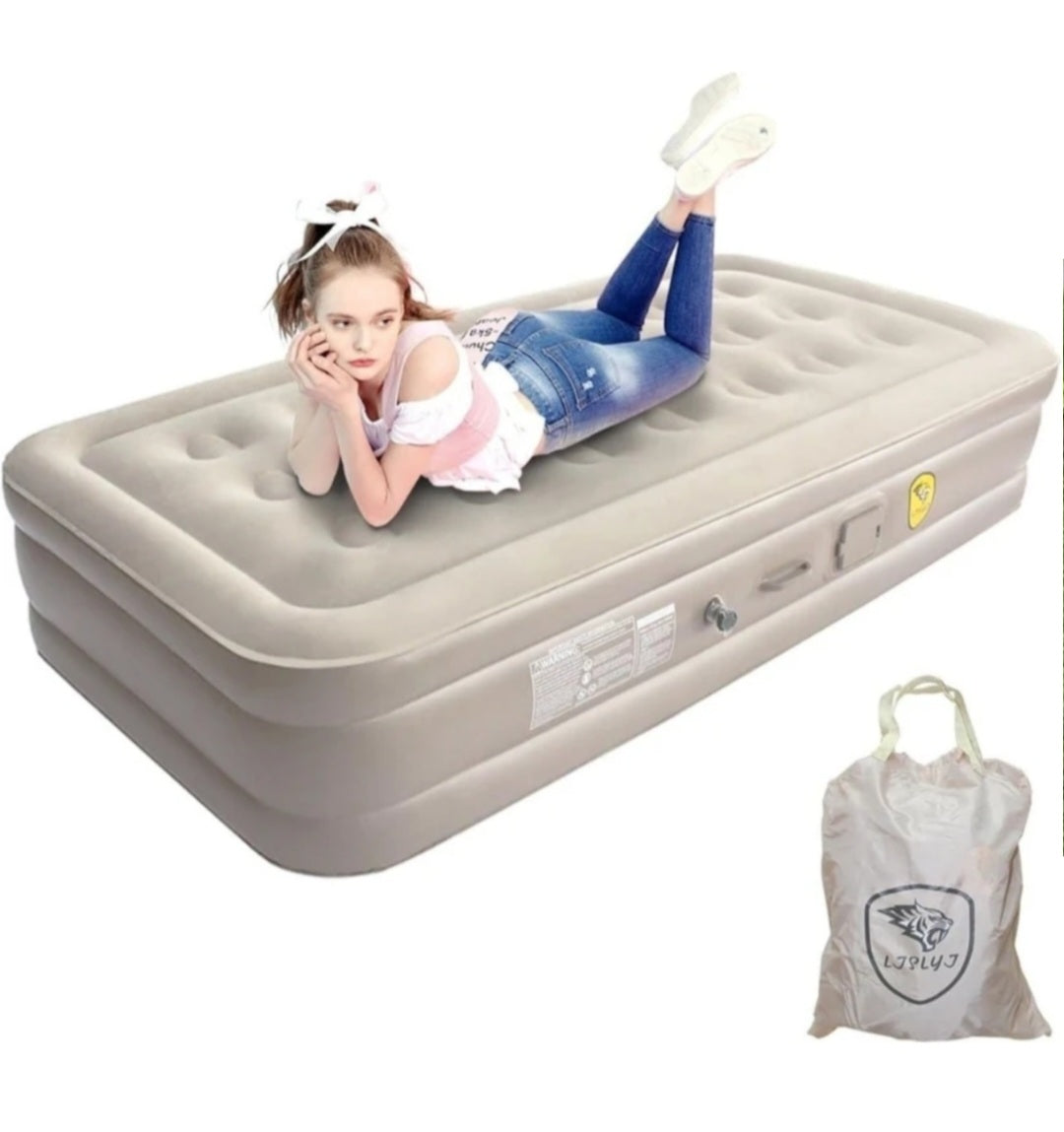 Inflatable Air bed, Luxury, Double High, Self Inflation Deflation Air Mattress withUpgraded Built-in Pump, Blow Up Guest Bed for Home, Portable, Camping Travel