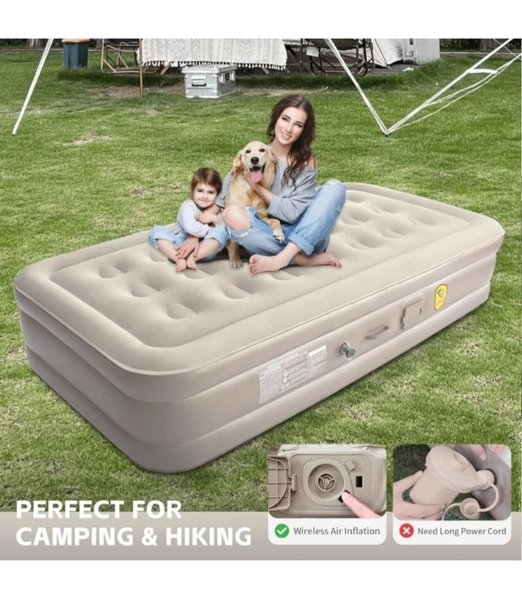 Inflatable Air bed, Luxury, Double High, Self Inflation Deflation Air Mattress withUpgraded Built-in Pump, Blow Up Guest Bed for Home, Portable, Camping Travel