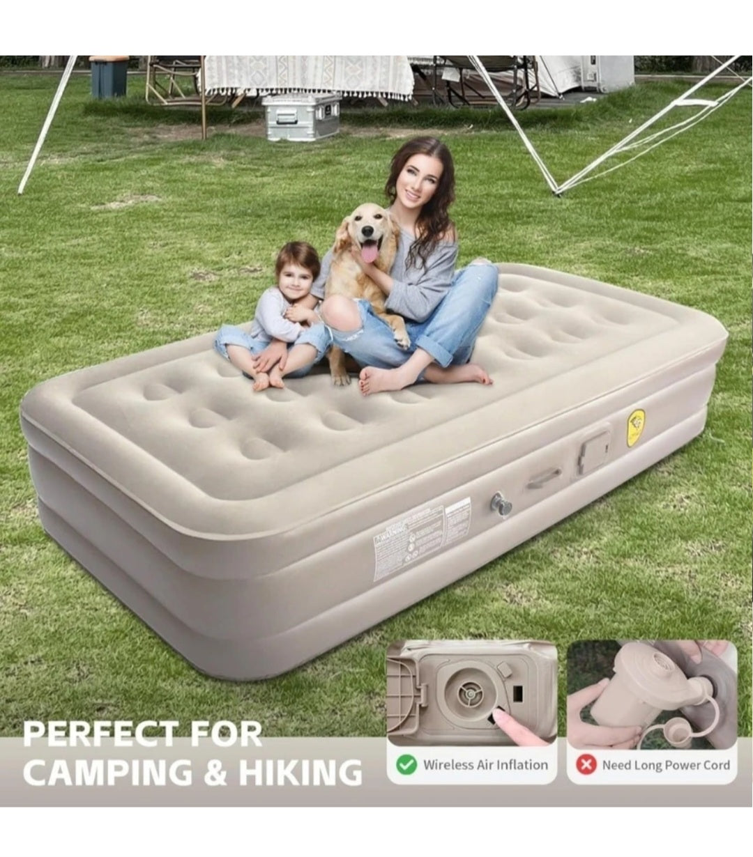 Inflatable Air bed, Luxury, Double High, Self Inflation Deflation Air Mattress withUpgraded Built-in Pump, Blow Up Guest Bed for Home, Portable, Camping Travel