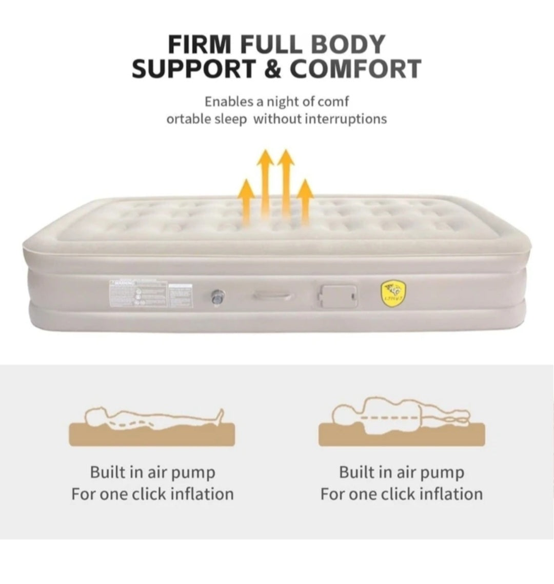 Inflatable Air bed, Luxury, Double High, Self Inflation Deflation Air Mattress withUpgraded Built-in Pump, Blow Up Guest Bed for Home, Portable, Camping Travel