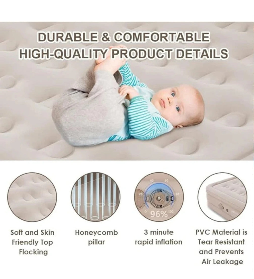 Inflatable Air bed, Luxury, Double High, Self Inflation Deflation Air Mattress withUpgraded Built-in Pump, Blow Up Guest Bed for Home, Portable, Camping Travel