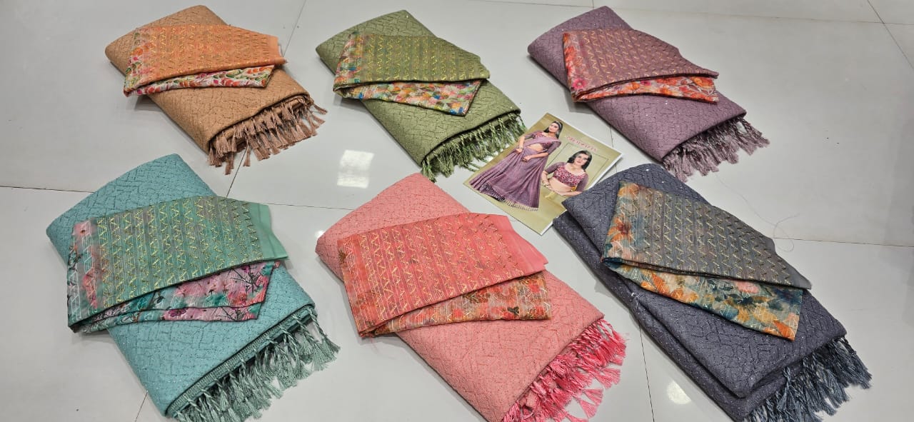 Fancy sarees with digital work blouse