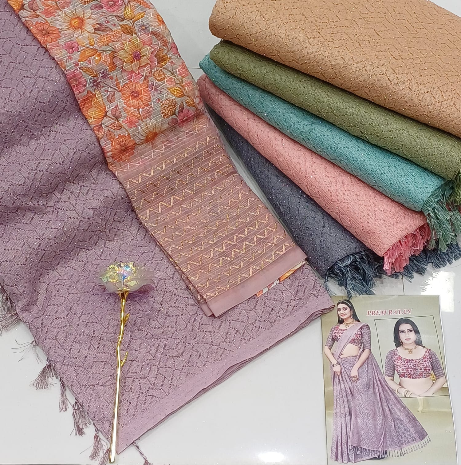 Fancy sarees with digital work blouse