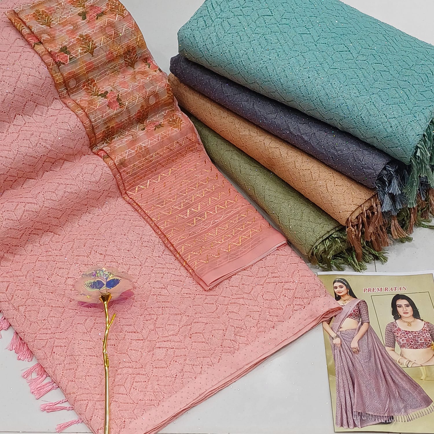 Fancy sarees with digital work blouse