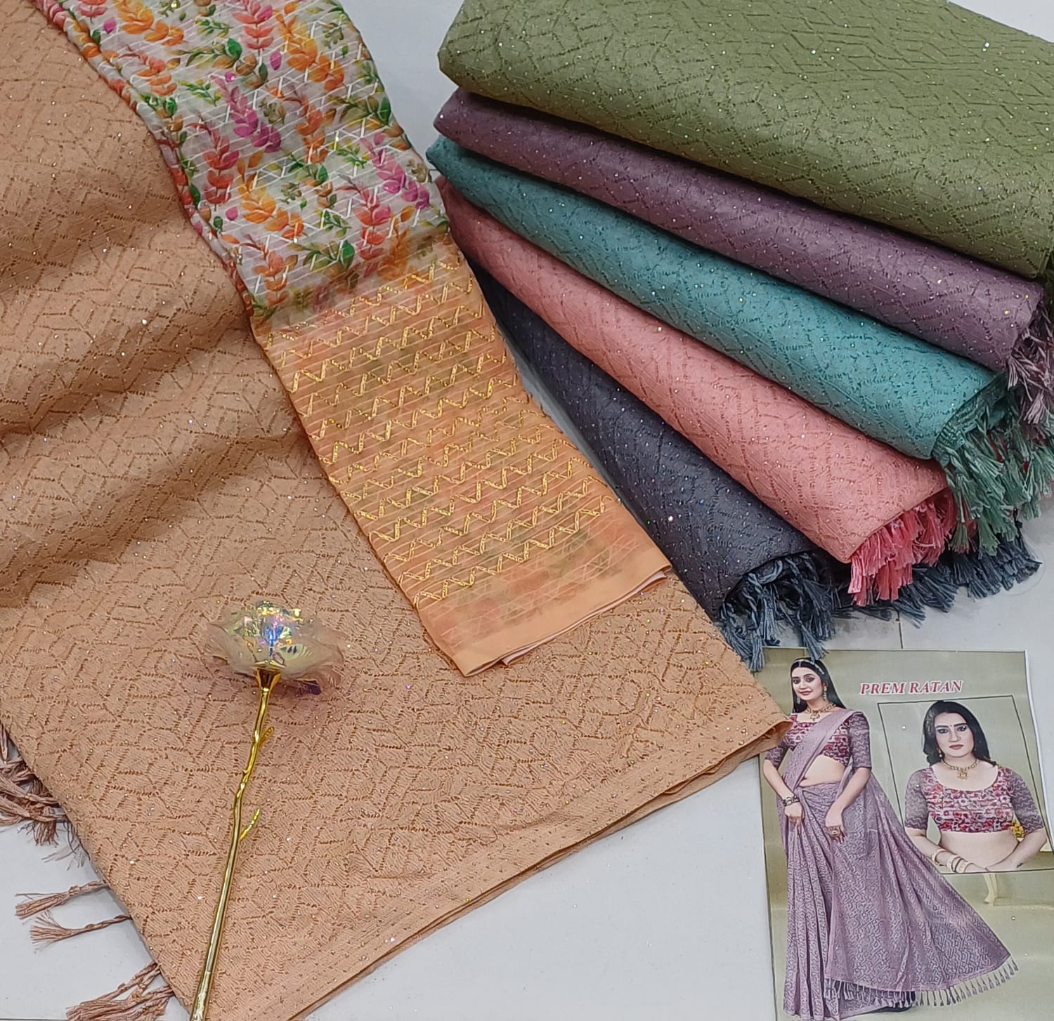 Fancy sarees with digital work blouse