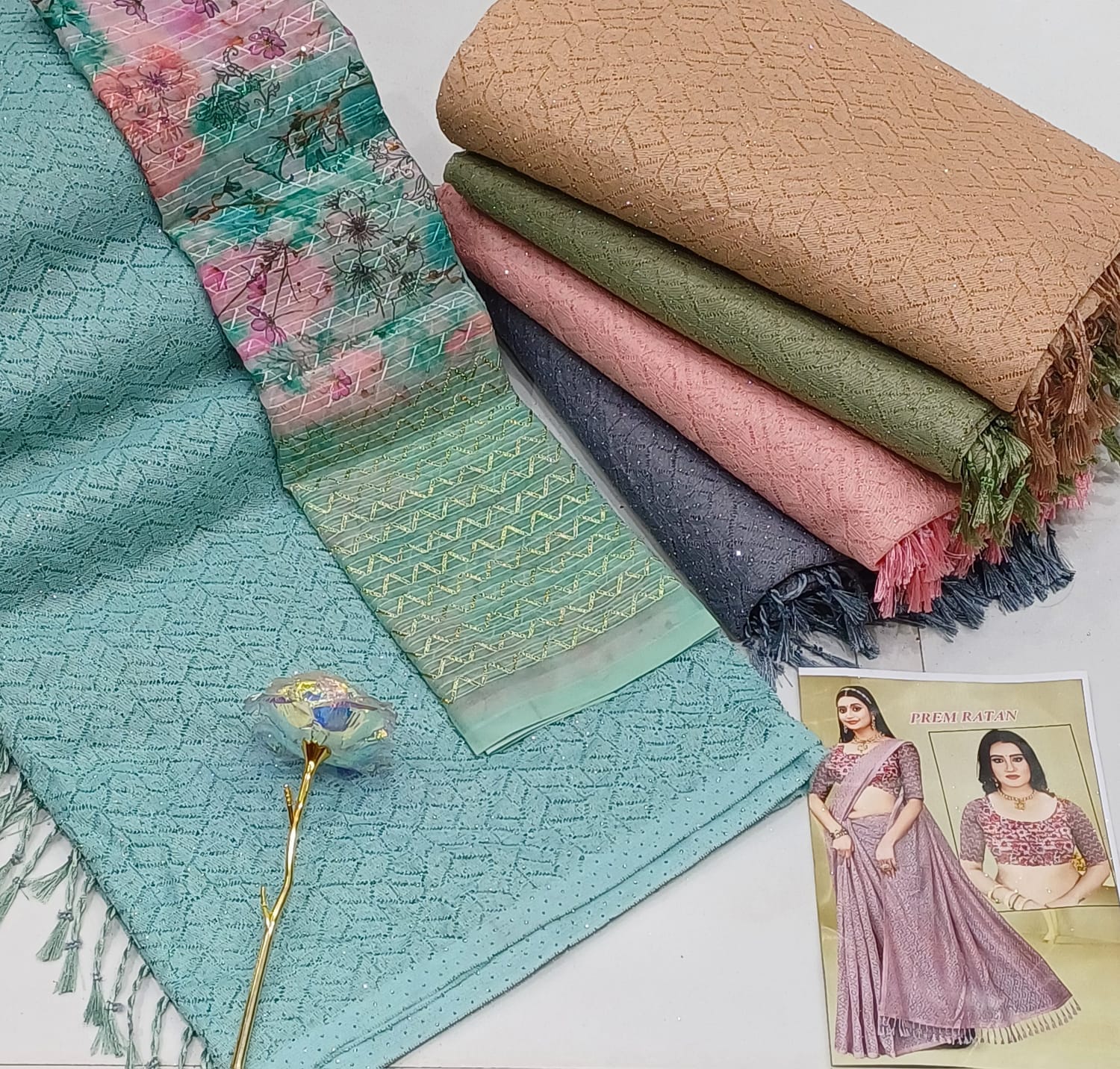 Fancy sarees with digital work blouse
